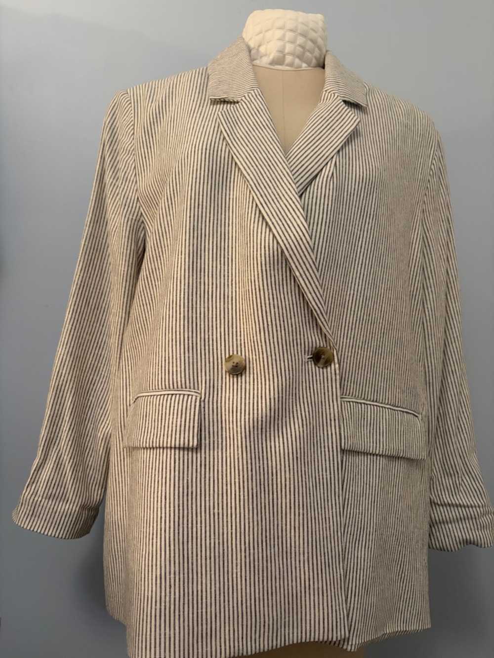 Old Navy Cream and Black Striped  Blazer